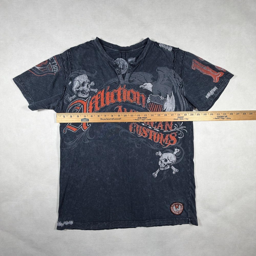 VTG Affliction American Customs Mens L Large Black Acid Wash Skull Eagle T-Shirt - Picture 6 of 14